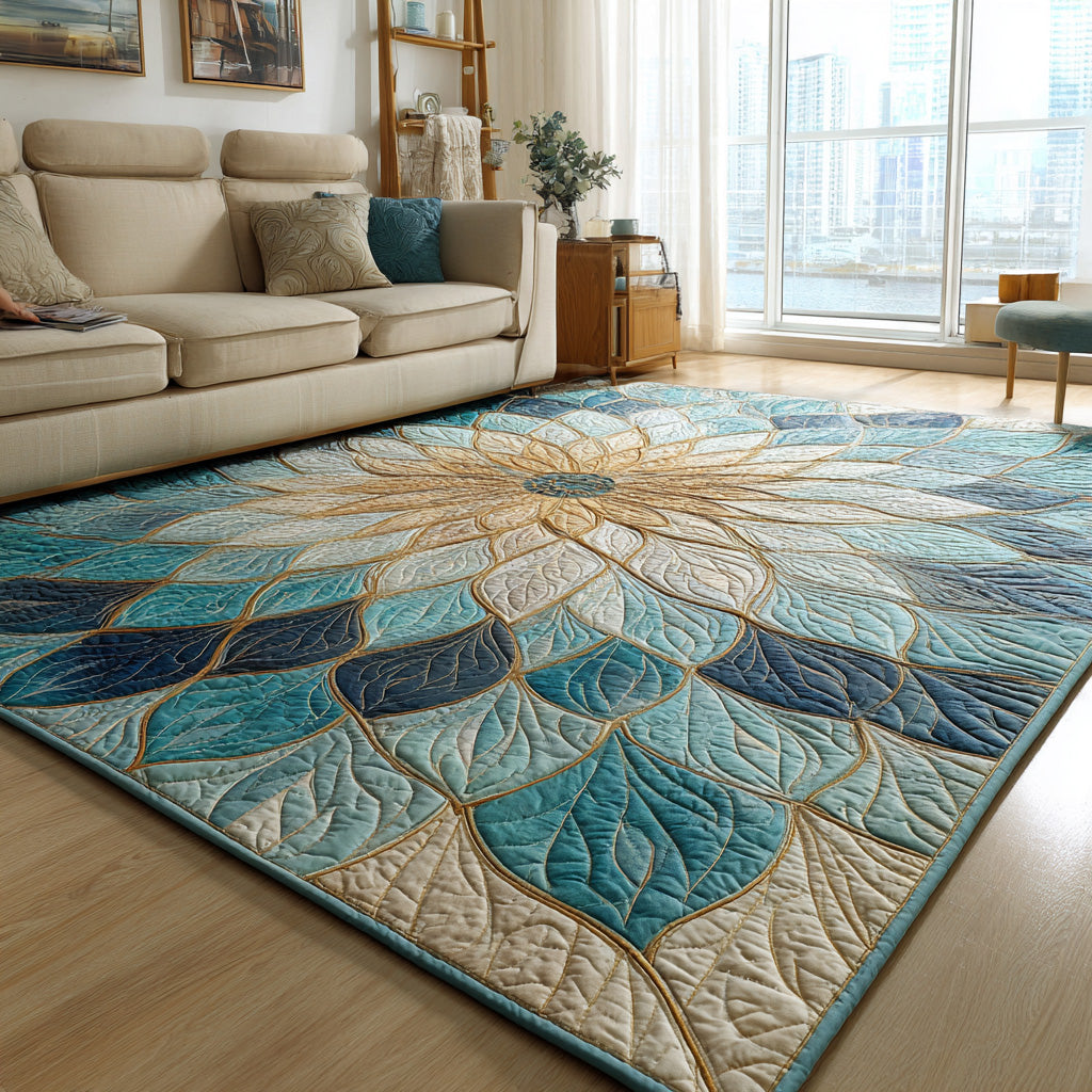 Jade Rosette Area Rug - Non-Slip Washable 3D Print Rug for Living Room & BedroomTVC2108306