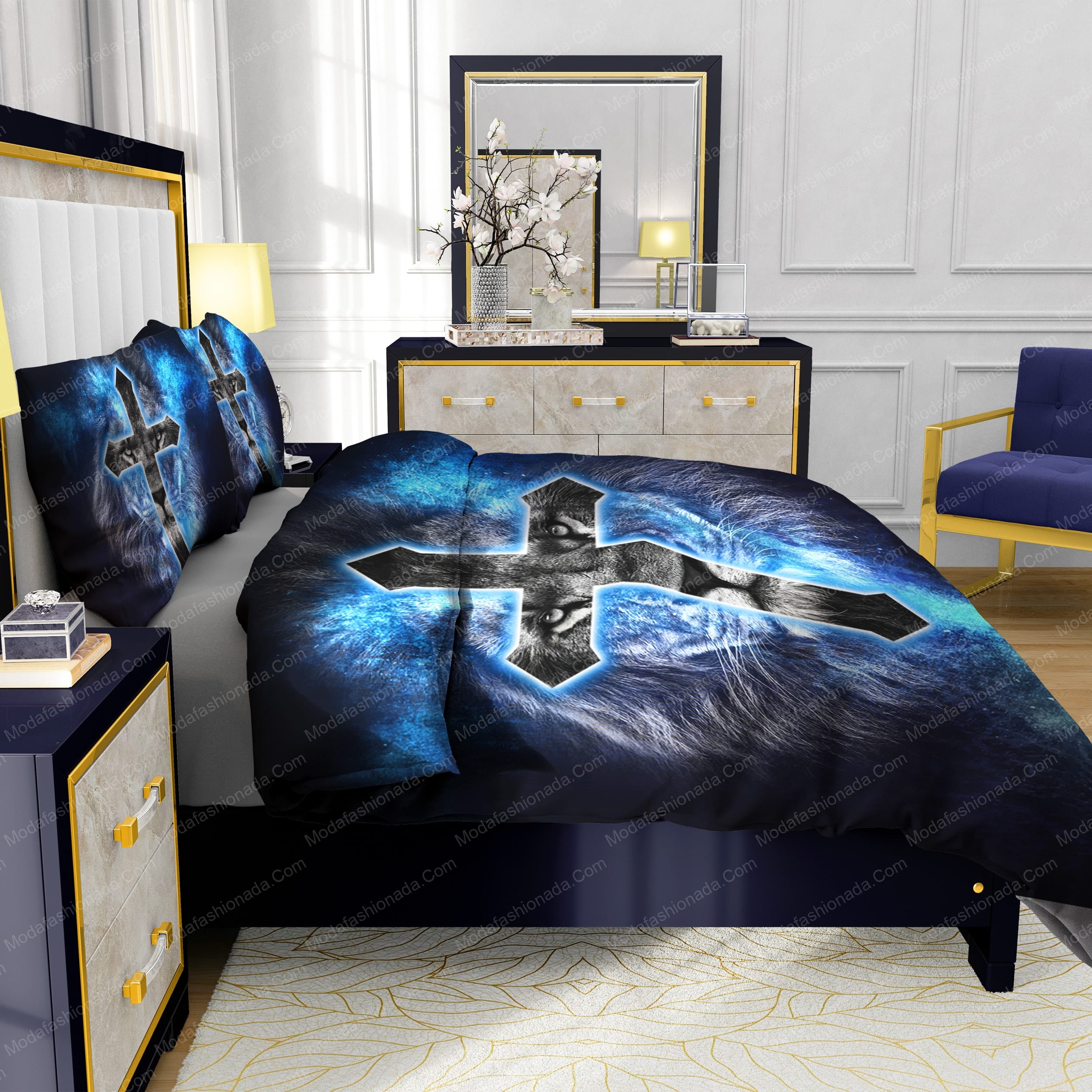 Jesus Cross On The Lion's Face Bedding Sets