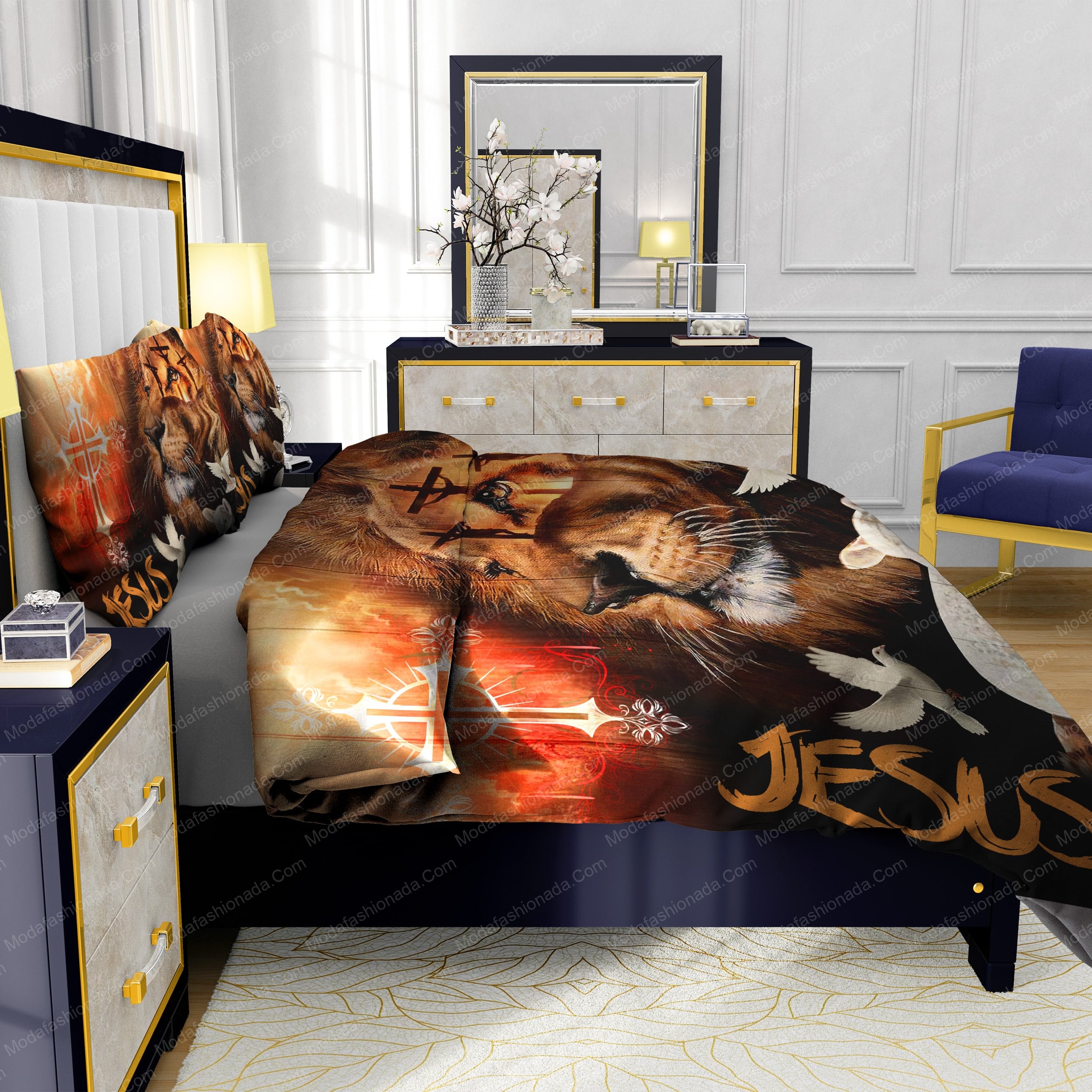 Jesus Gothic Cross Lion Dove And Sheep Bedding Sets