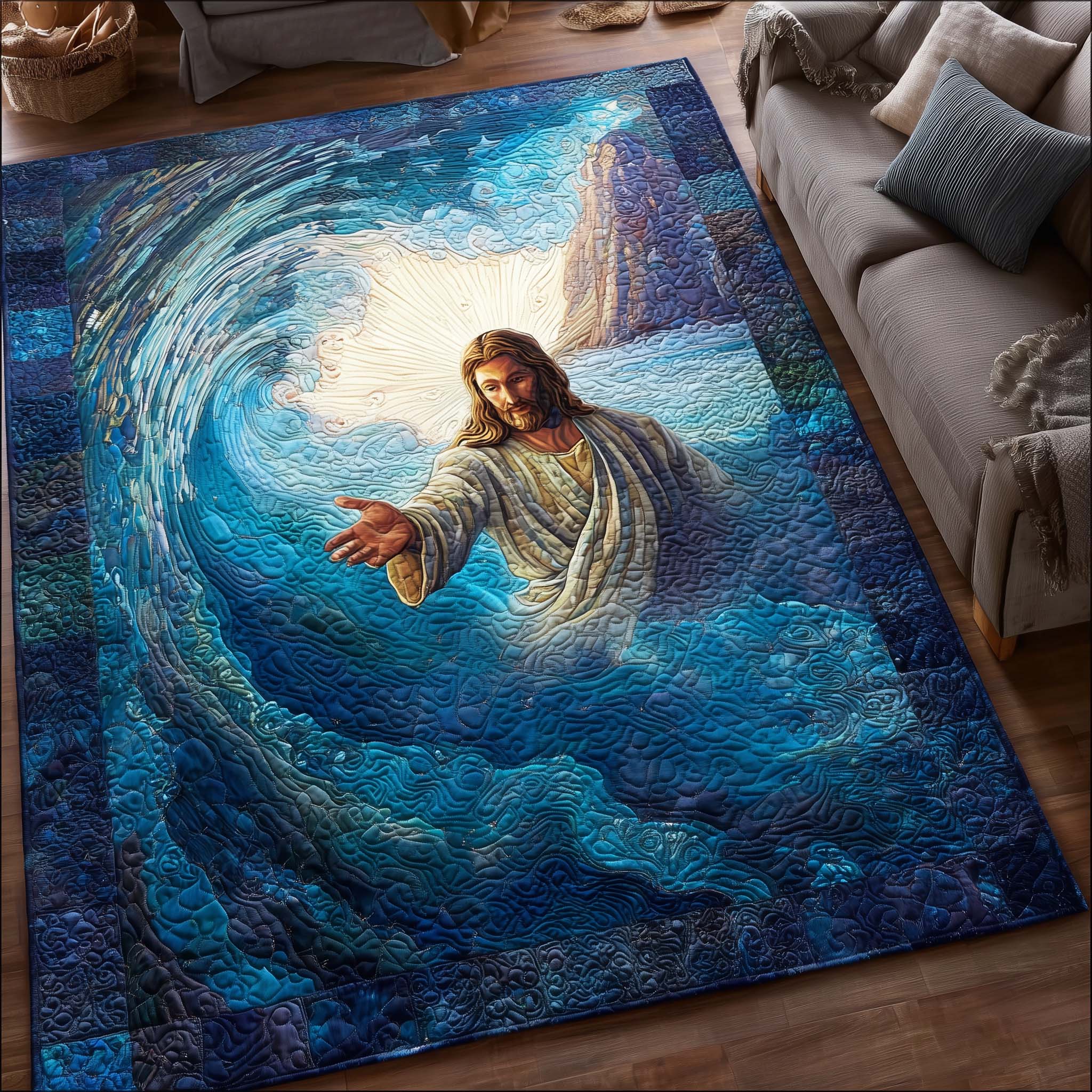 Jesus Hand Reaching Faith Area Rug - Non-Slip Washable 3D Print Rug for Living Room & BedroomTVC2108409