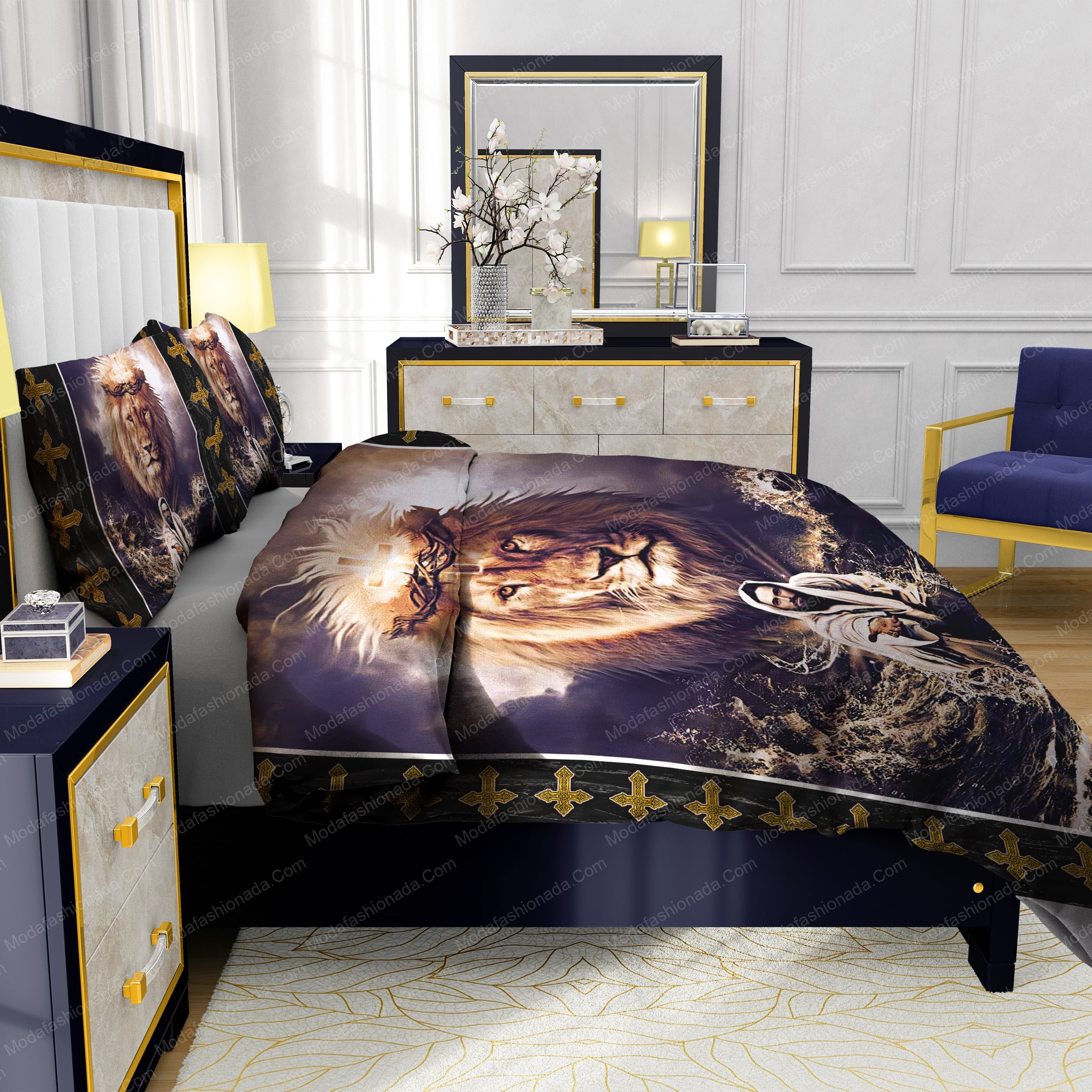 Jesus Reaching In The Water Lion Bedding Sets