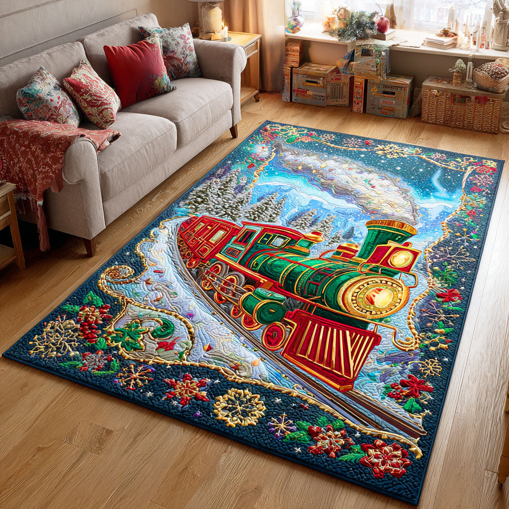 Jingle Bell Train Area Rug - Non-Slip Washable 3D Print Rug for Living Room & BedroomTVC2108306