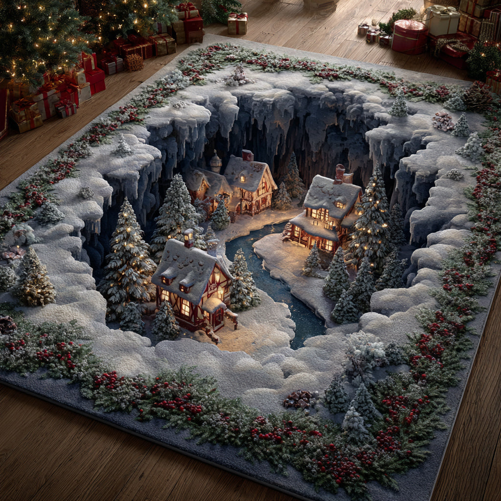Jolly Christmas Village Christmas Area Rug - Non-Slip Washable 3D Print Rug for Living Room & BedroomTVC2108306