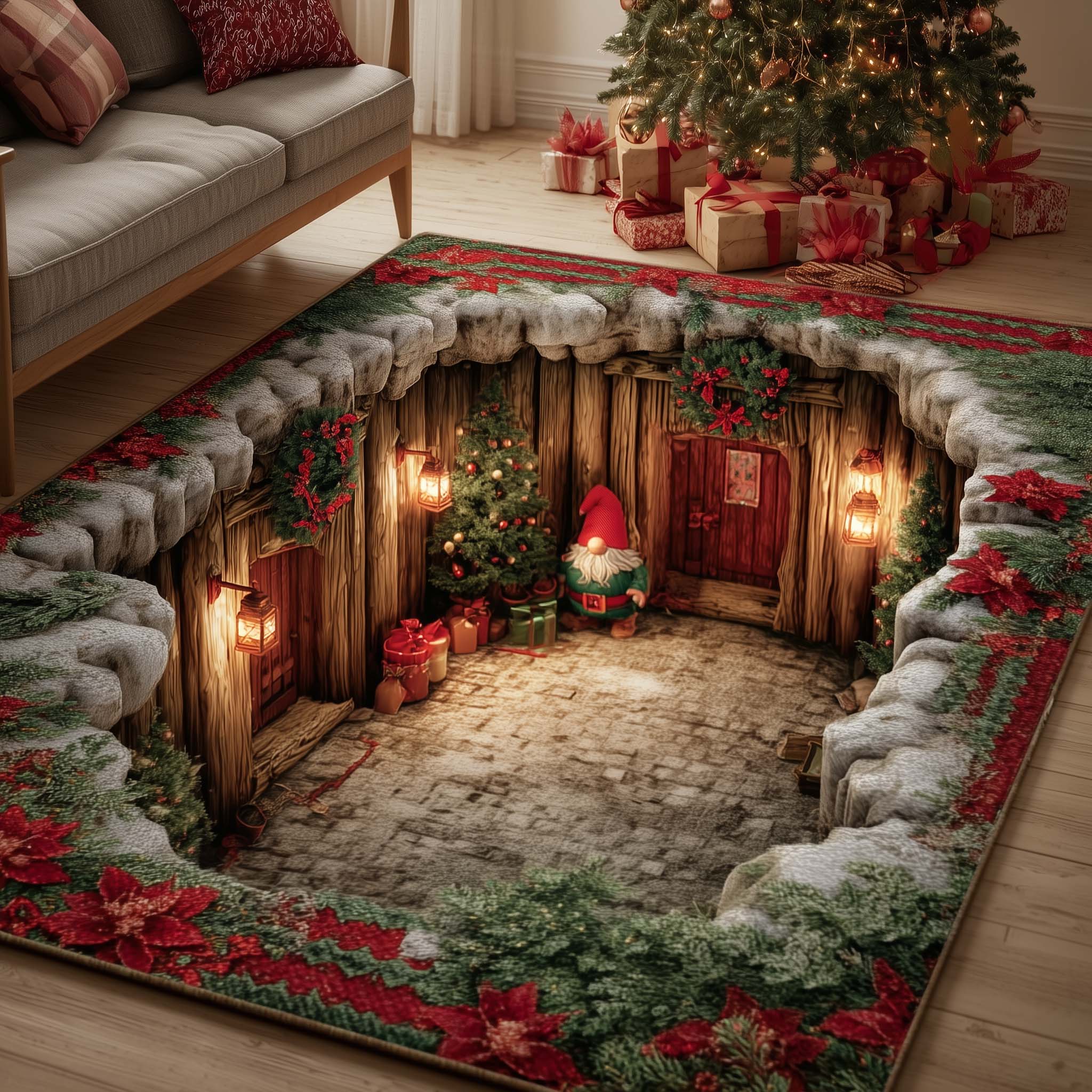 Jolly Gnomes Area Rug - Non-Slip Washable 3D Print Rug for Living Room & BedroomTVC2108223