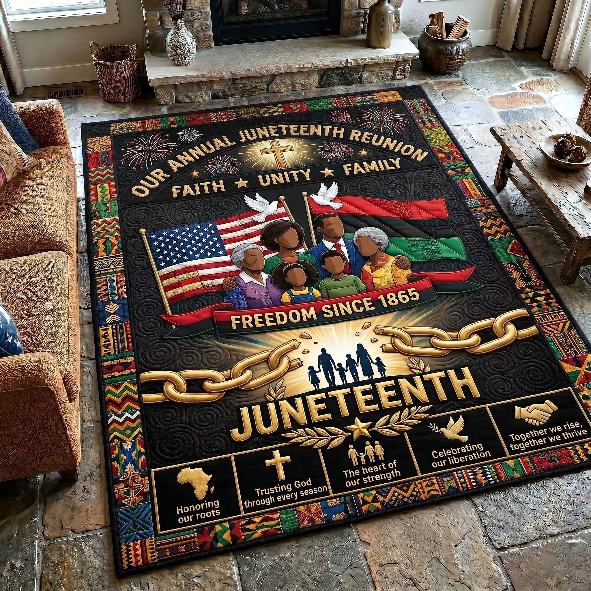 Juneteenth Legacy Area Rug - Non-Slip Washable 3D Print Rug for Living Room & BedroomTVC2108233