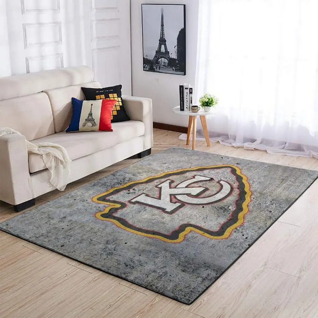 Kansas City Arrowhead Area Rug for Living Room Yellow and Gray