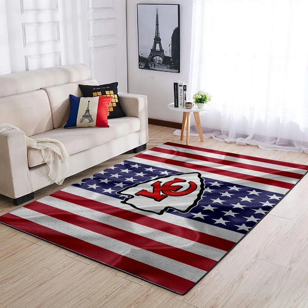 Kansas City Chiefs Rug - American Flag Stars Stripes Red and White