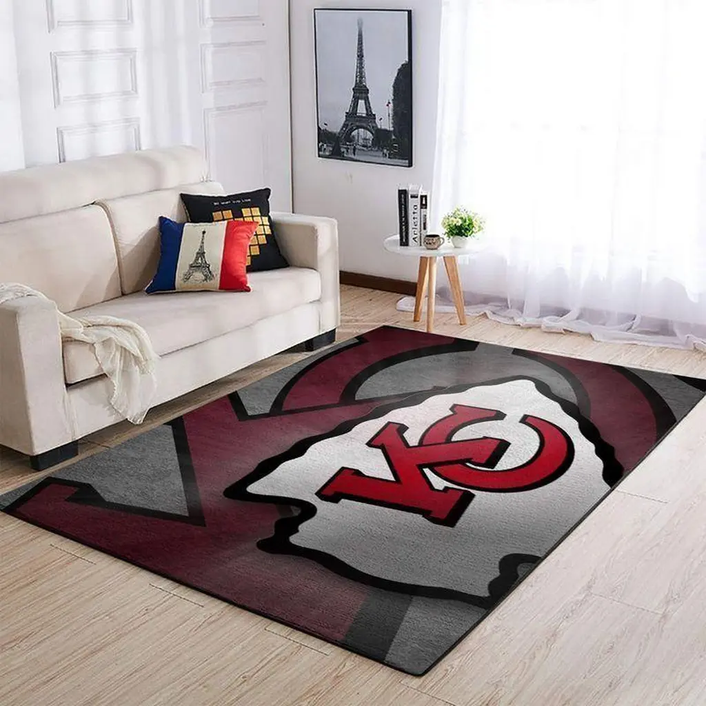 Kansas City Chiefs Rug - Area for Living Room Decor Red and Gray