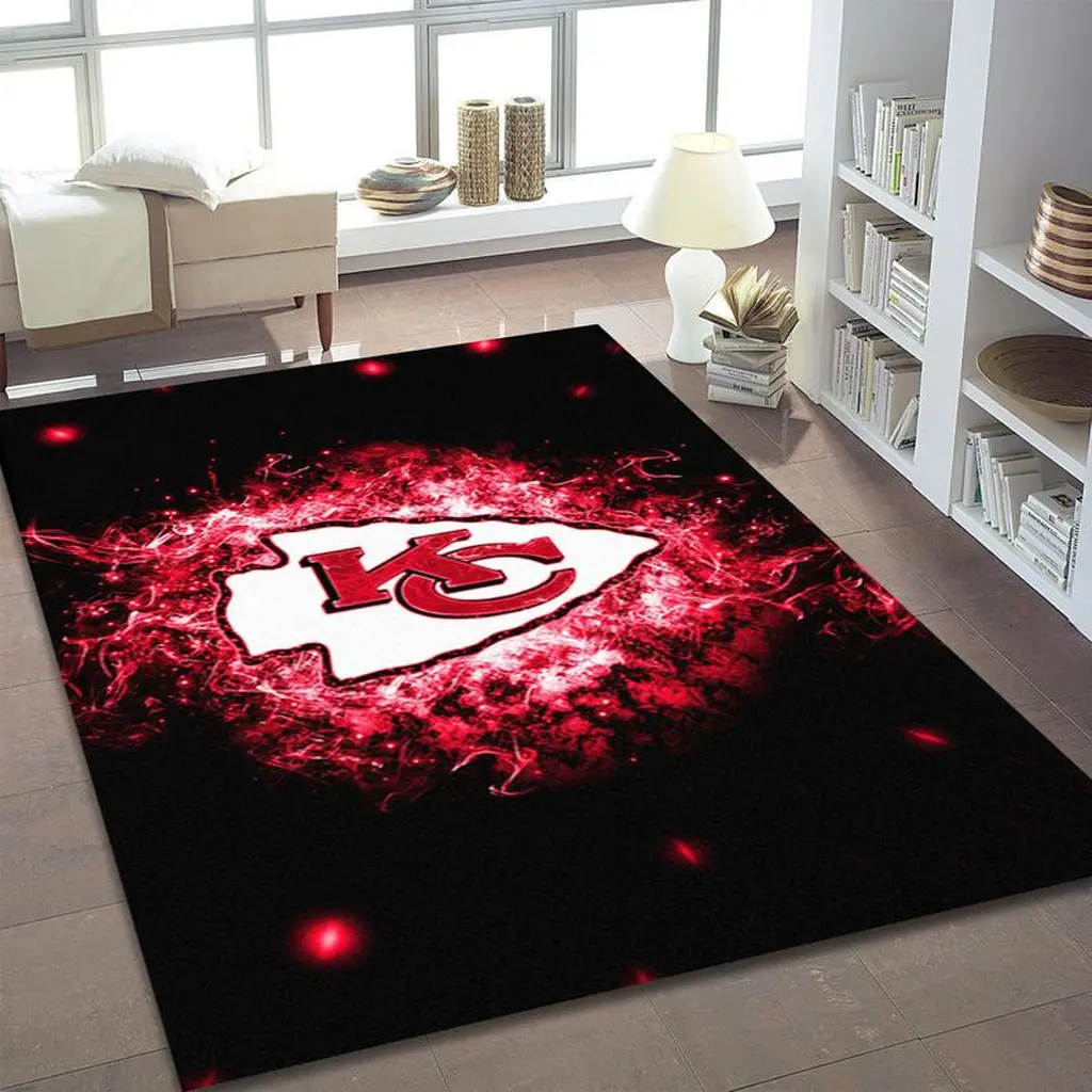 Kansas City Chiefs Rug - Area Perfect for Living Room Decor Black and Red