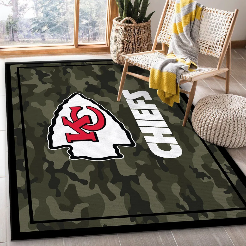 Kansas City Chiefs Rug - Camo Area for Home Decor Black and Green