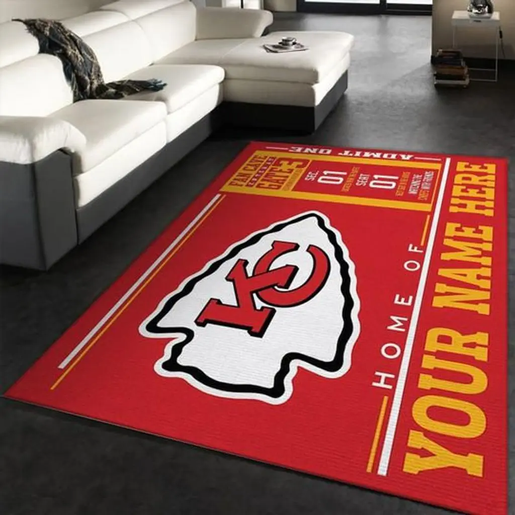 Kansas City Chiefs Rug - Custom Area for Home Decor Blue and Yellow