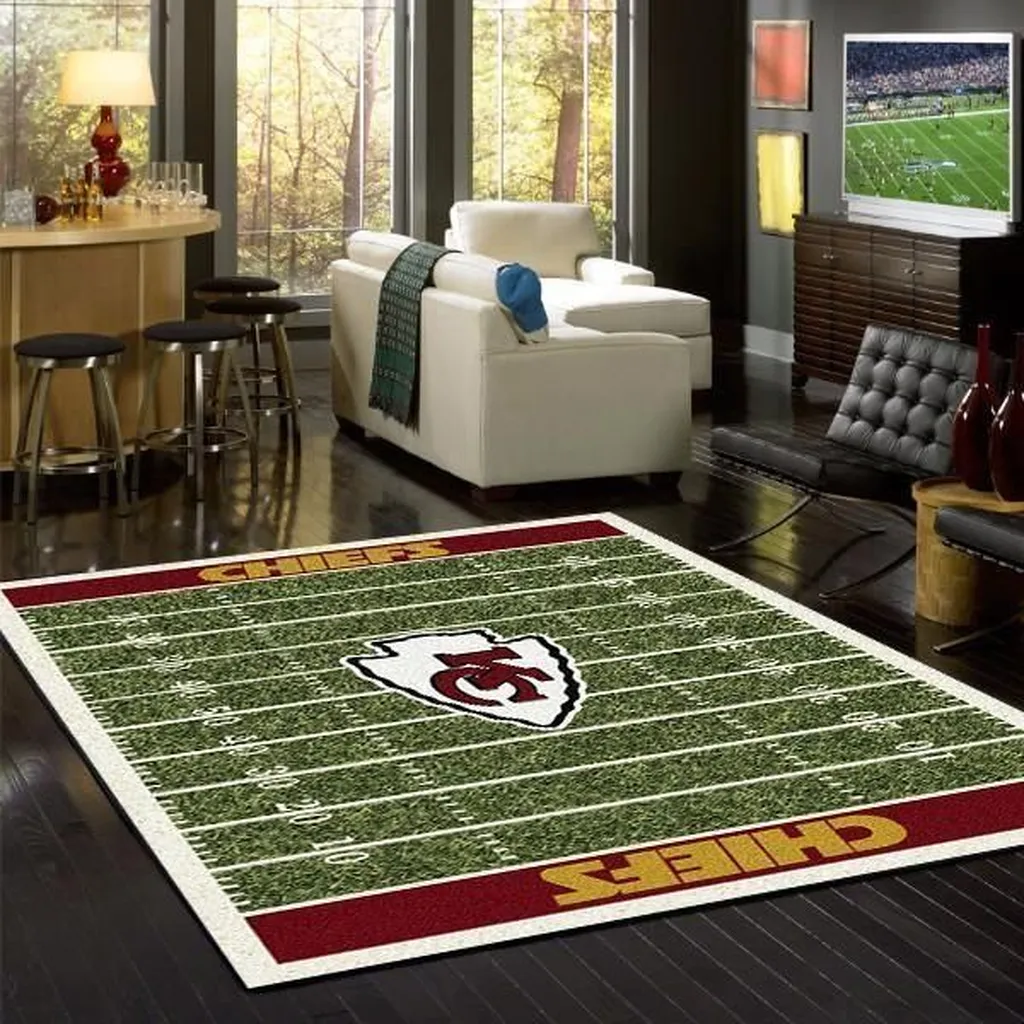 Kansas City Chiefs Rug - Football Field for Fans Green and Red