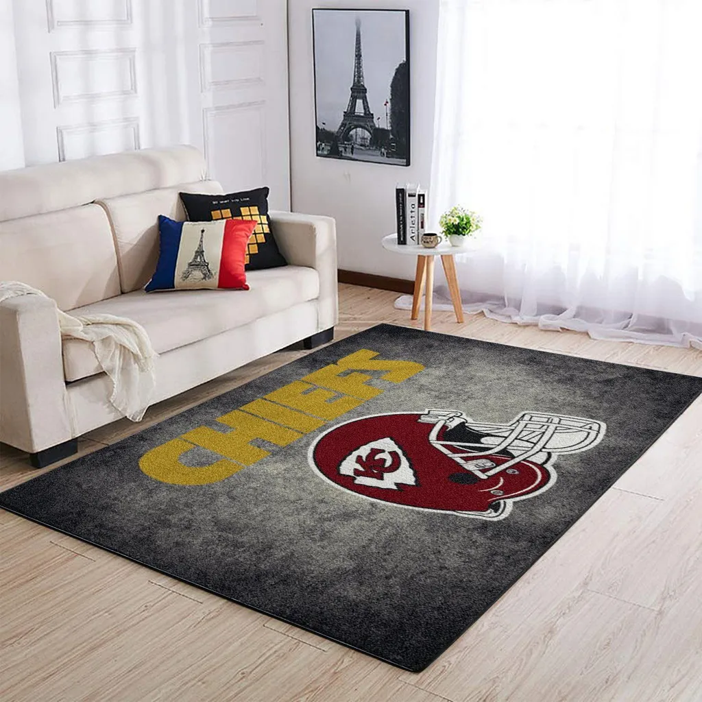 Kansas City Chiefs Rug - Football Helmet Area for Fans Red and Gray