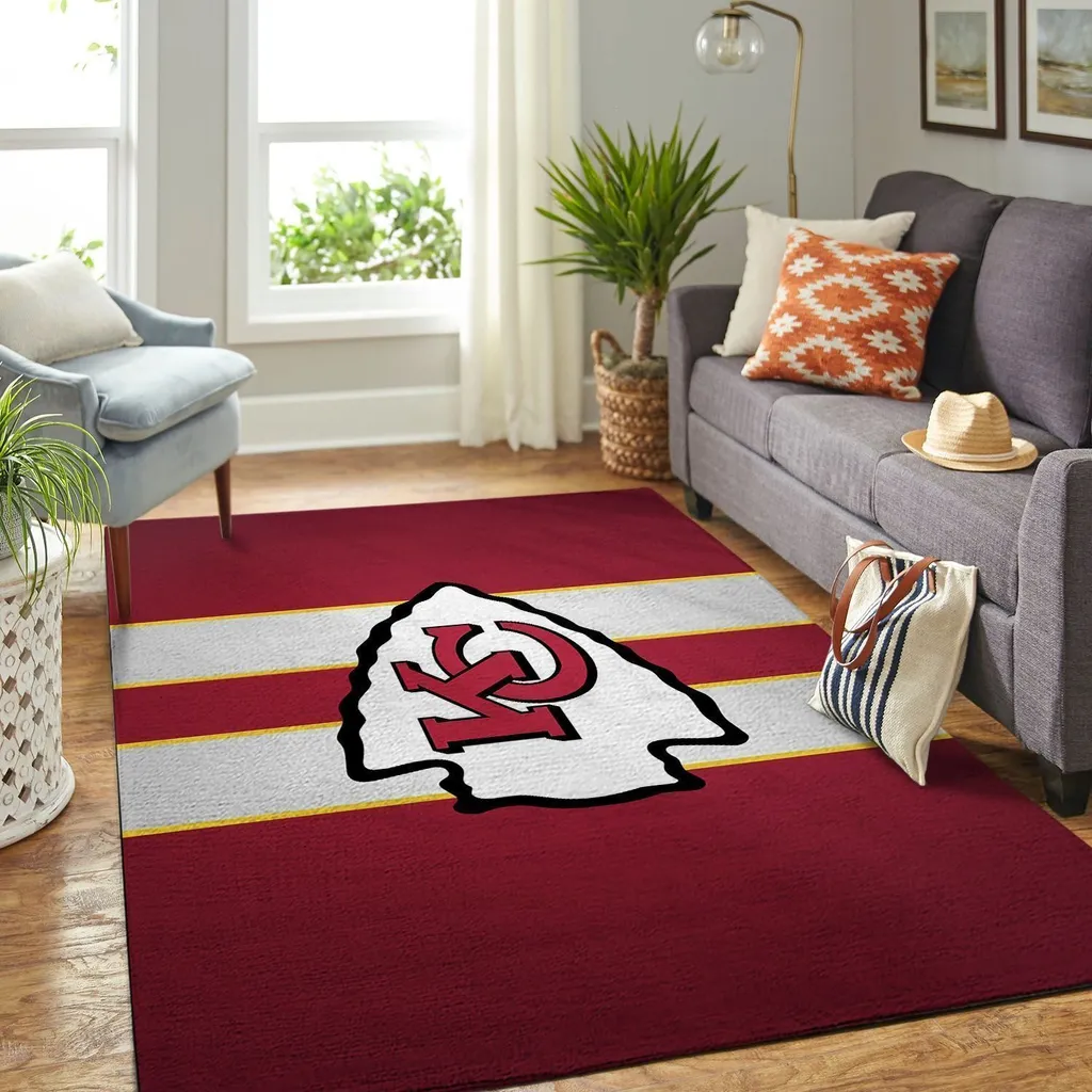 Kansas City Chiefs Rug - for Living Room Home Decor Red and White