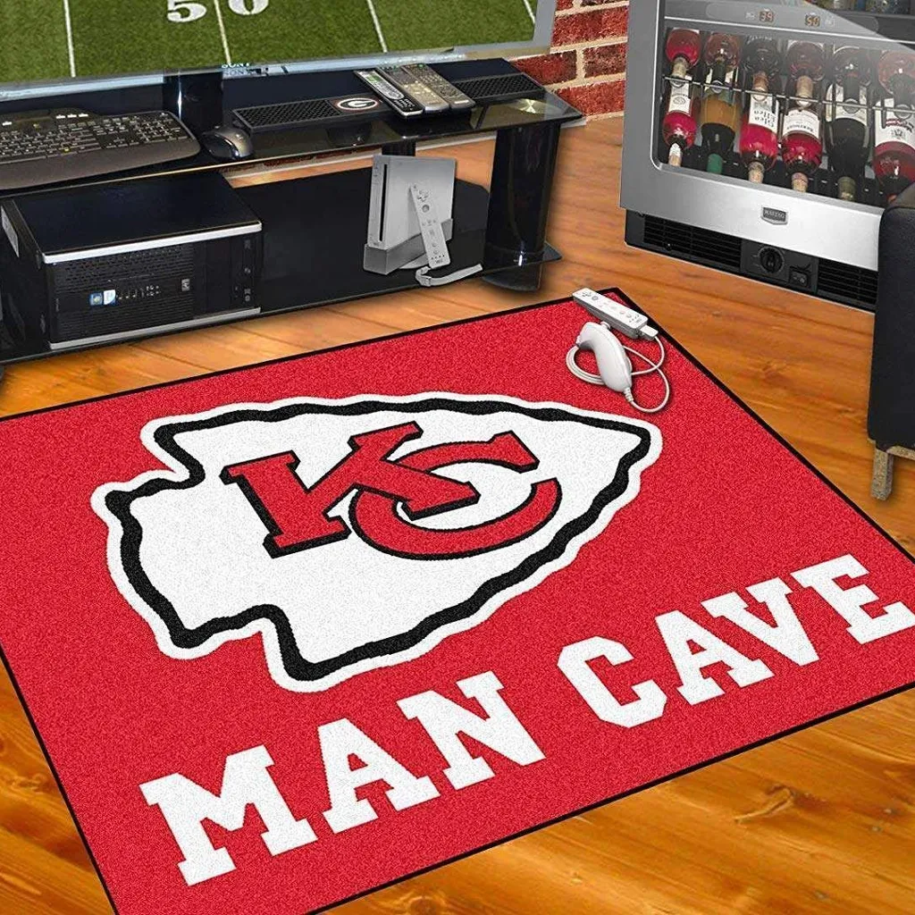 Kansas City Chiefs Rug - for Man Cave Game Room Decor Red and White