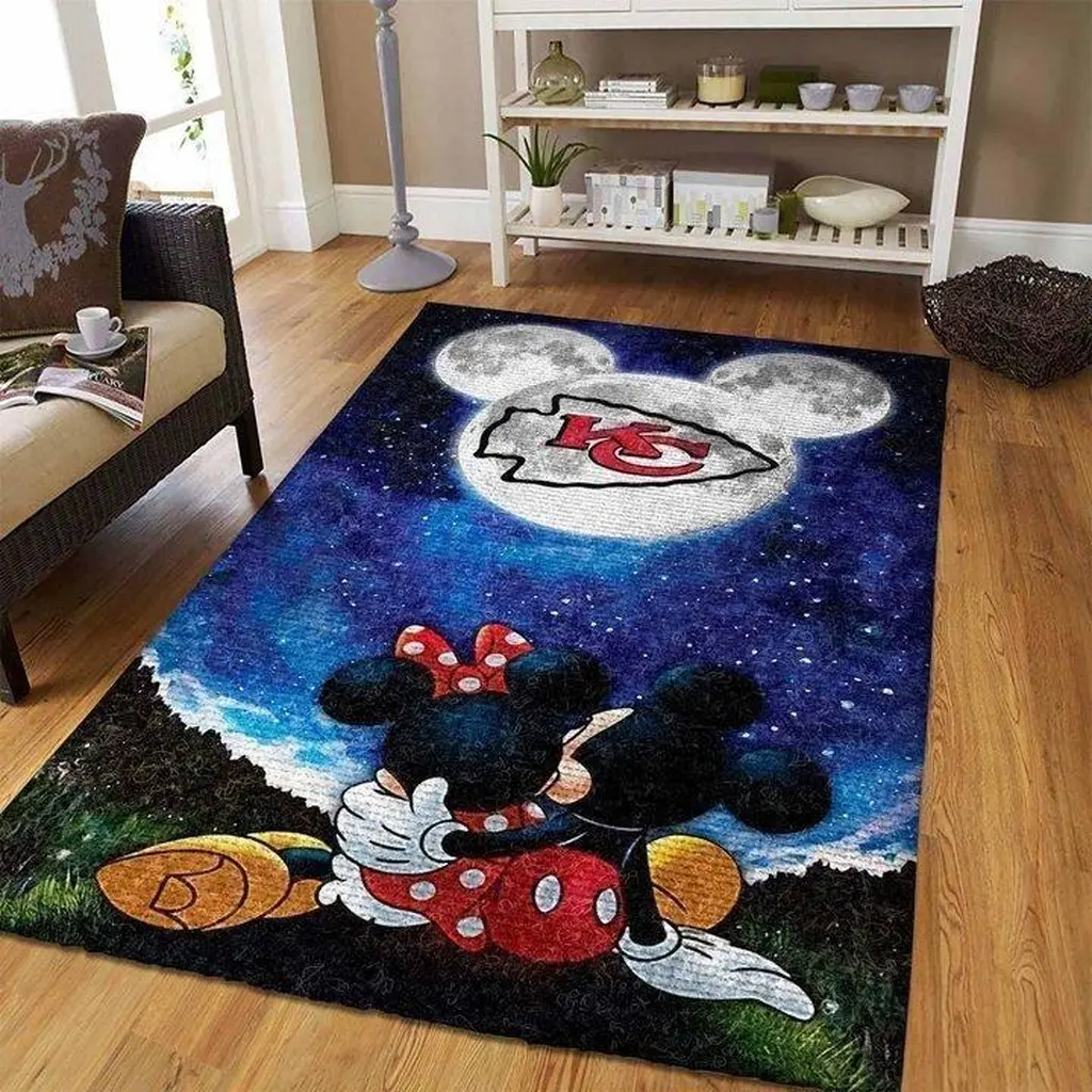 Kansas City Chiefs Rug - Kids Room Mickey Mouse Area Black and Blue
