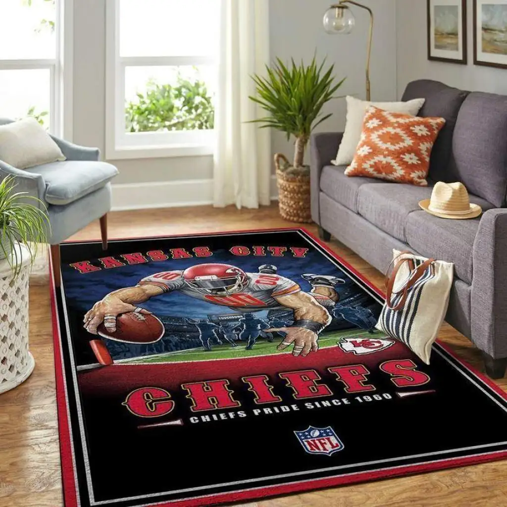 Kansas City Chiefs Rug - NFL Fan Carpet for Football Fans Blue and Red