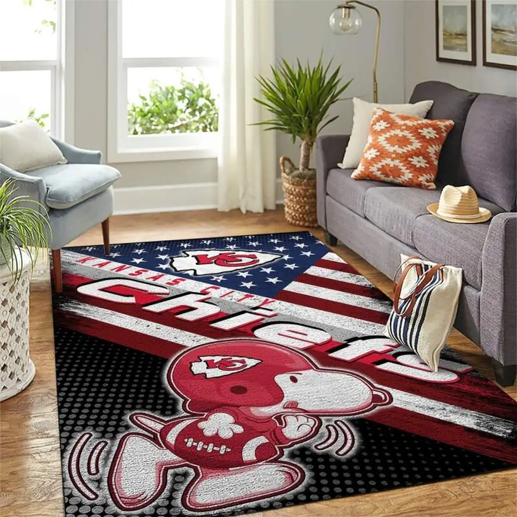 Kansas City Chiefs Rug - Snoopy NFL Team Area for Room Red and White