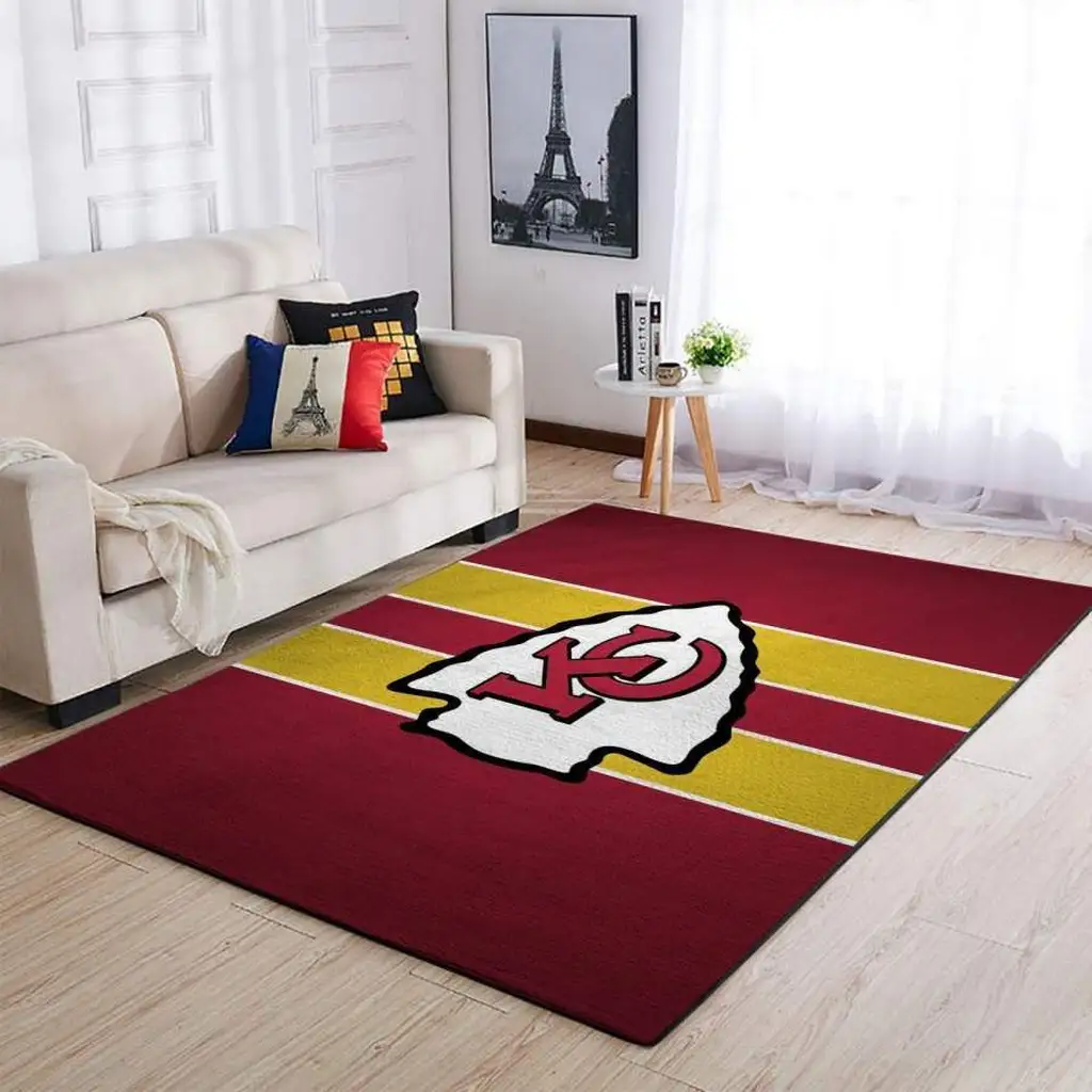 Kansas City Chiefs Rug - Striped for Living Room Decor Gold and White