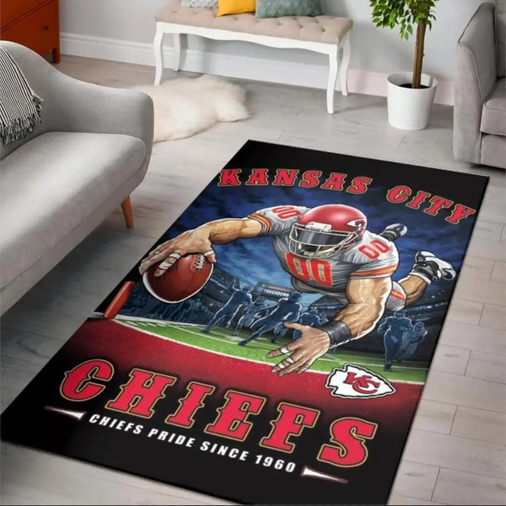 Kansas City Chiefs Rug - Team Perfect for Fans Red and Gray
