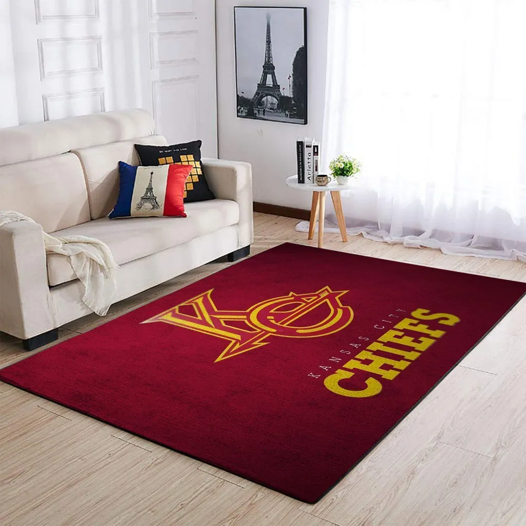 Kansas City Logo Area Rug for Living Room Decor Red and Yellow