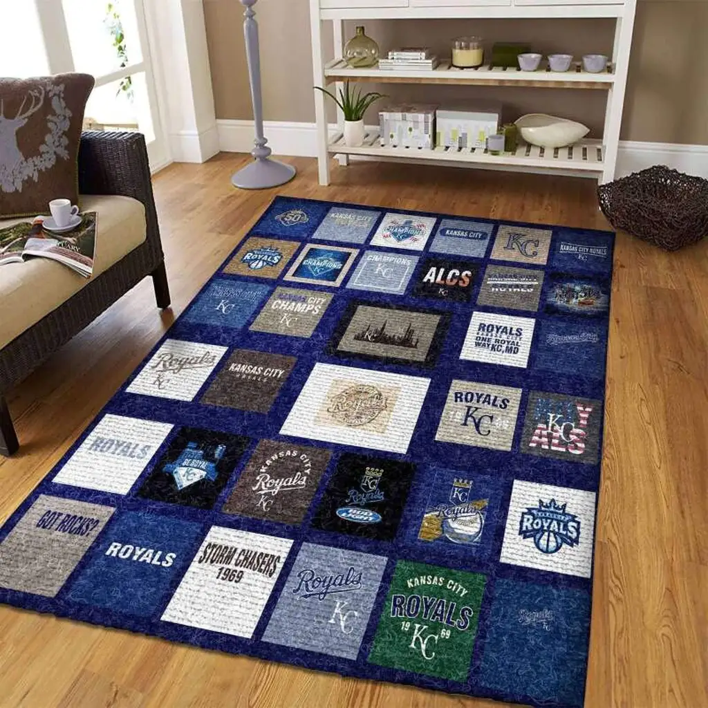 Kansas City Royals Rug - Area for Living Room Decor Blue and White