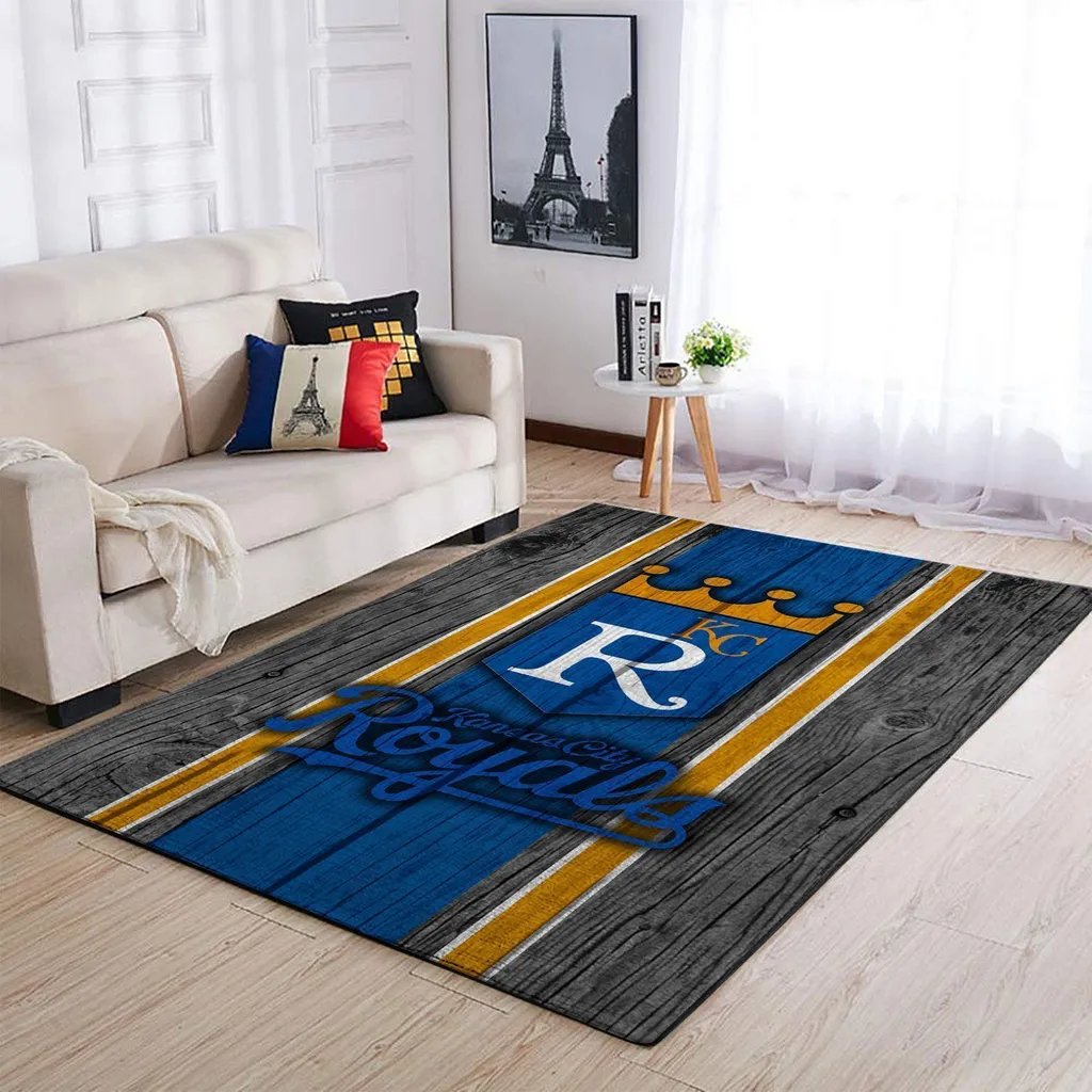 Kansas City Royals Rug - Area for Living Room Decor Blue and Yellow