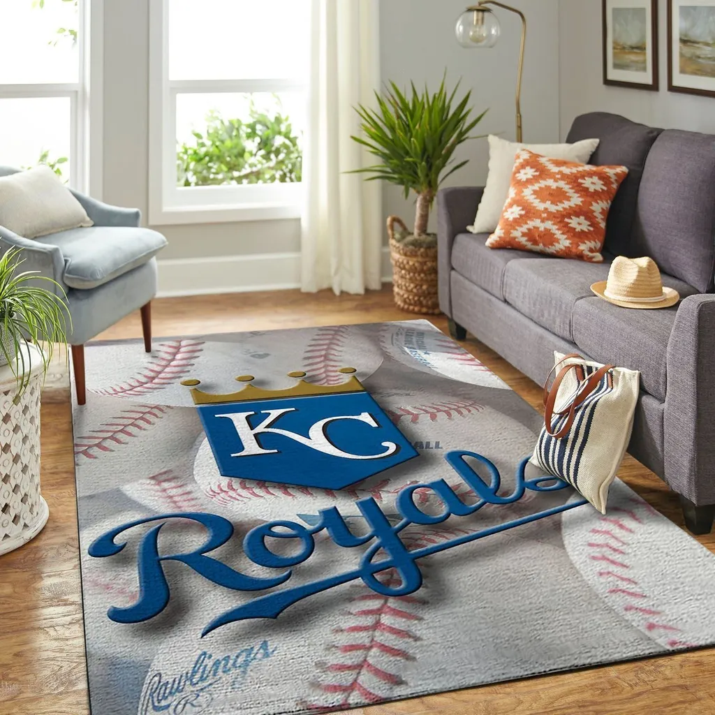 Kansas City Royals Rug - Baseball Perfect for Fans Blue and White