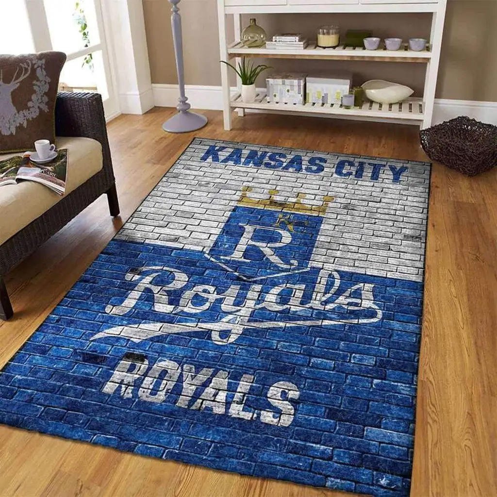 Kansas City Royals Rug - Brick Pattern Area for Fans Blue and White