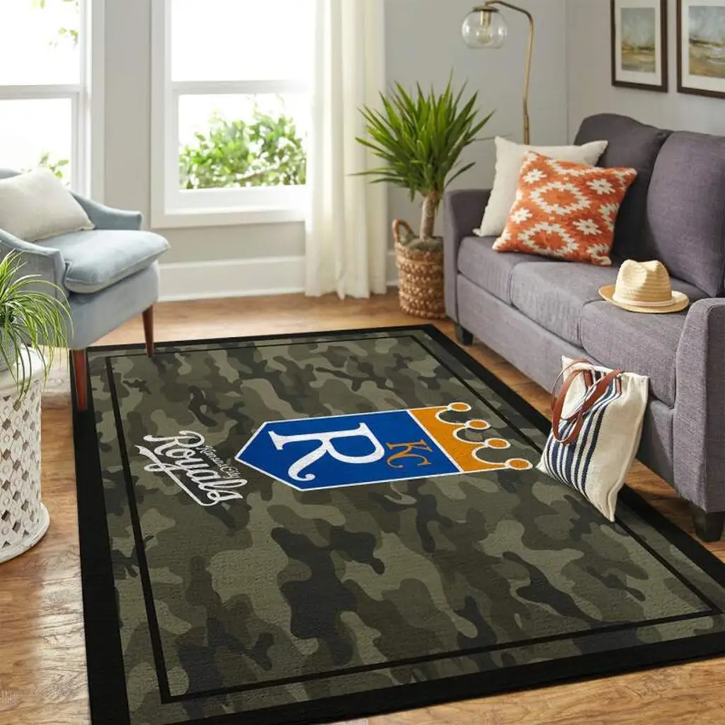 Kansas City Royals Rug - Camo for Living Room Decor Black and Green