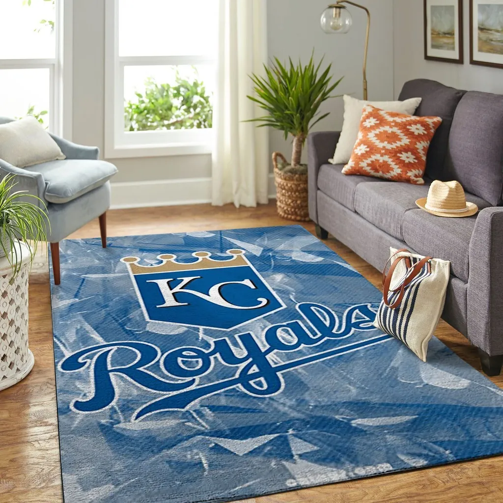 Kansas City Royals Rug - Soft Area for Living Room Decor Blue and White