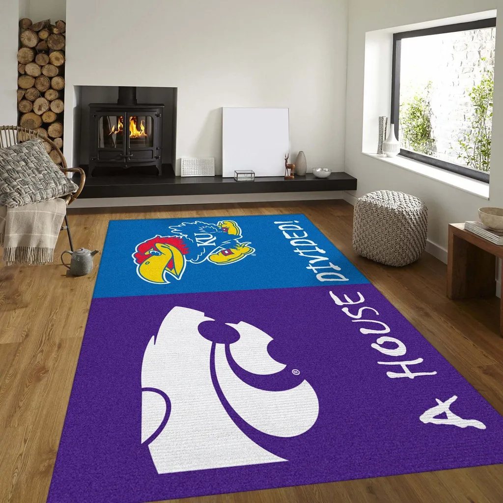 Kansas Wildcats Home Team Area Rug University Design Black and Red