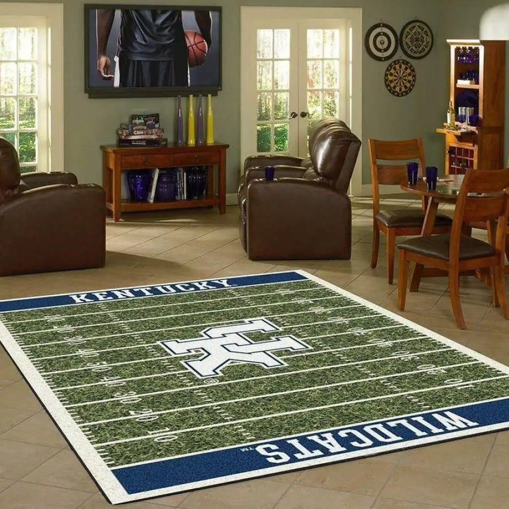 Kentucky Wildcats Rug - Football Field Area for Fans Green and White