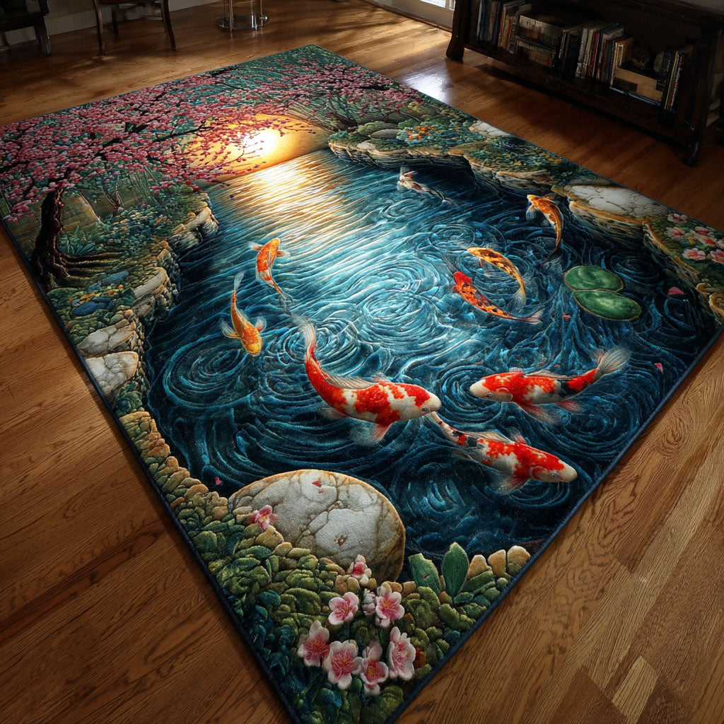 Koi Haven Area Rug - Non-Slip Washable 3D Print Rug for Living Room & BedroomTVC2108305