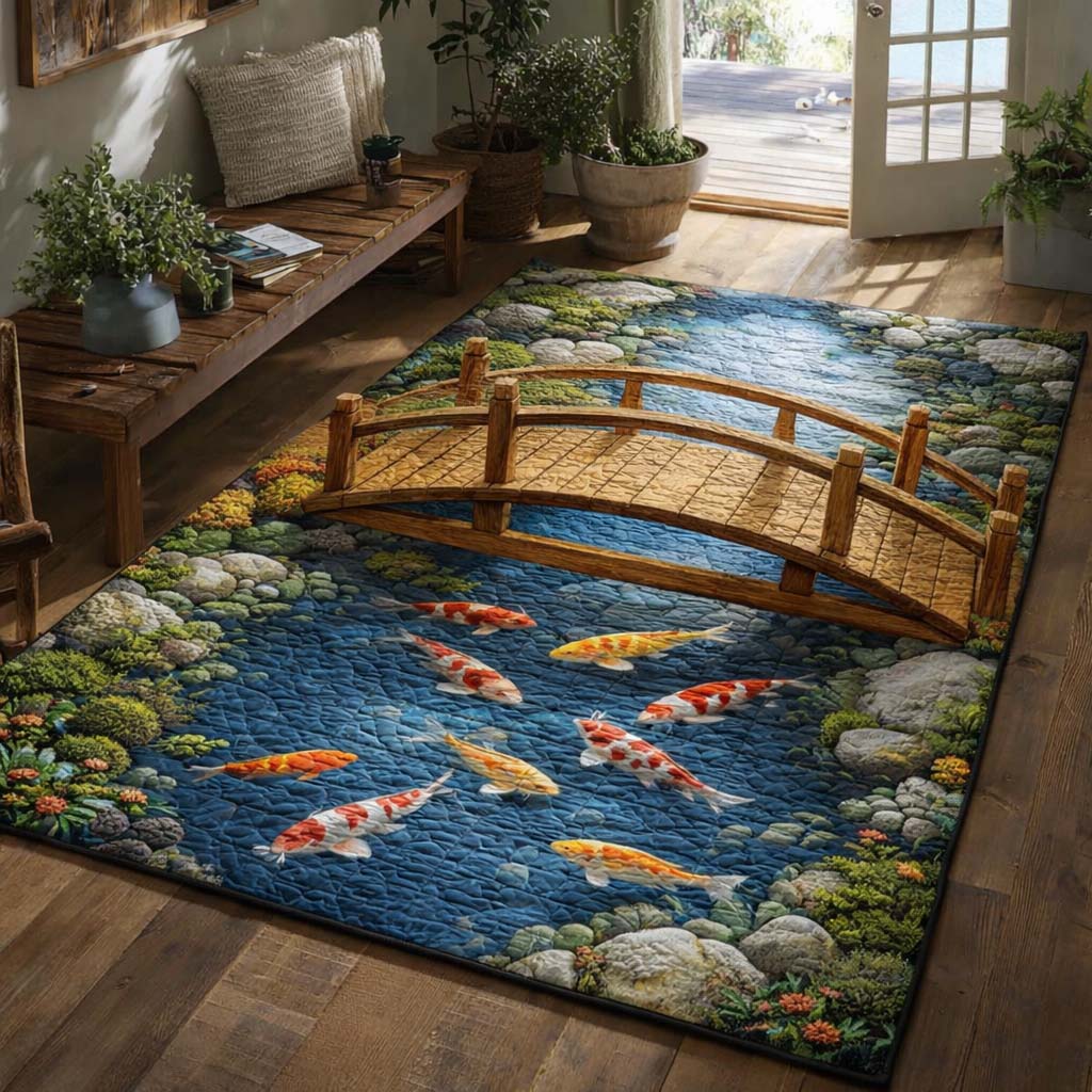 Koi Heaven Area Rug - Non-Slip Washable 3D Print Rug for Living Room & BedroomTVC2108233