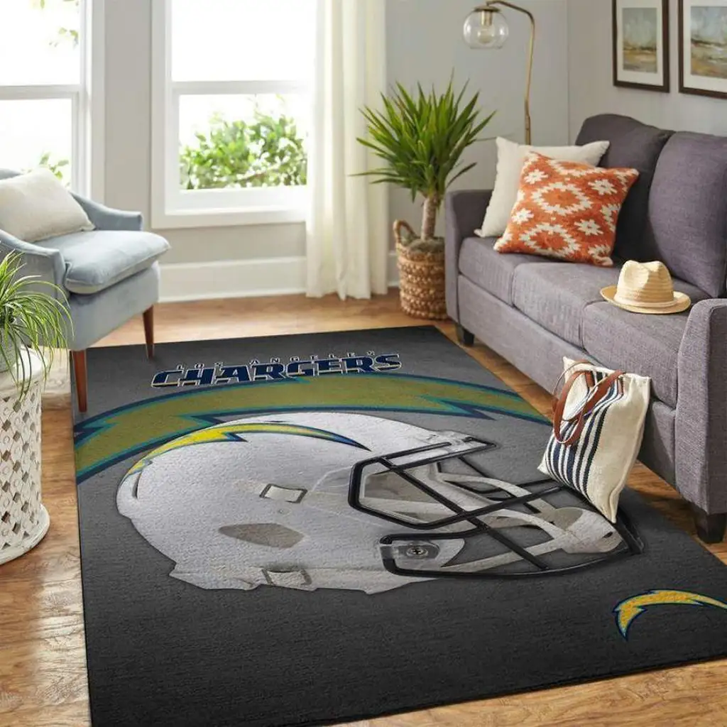 LA Chargers Helmet Fan Rug Perfect for Game Day Gray and White