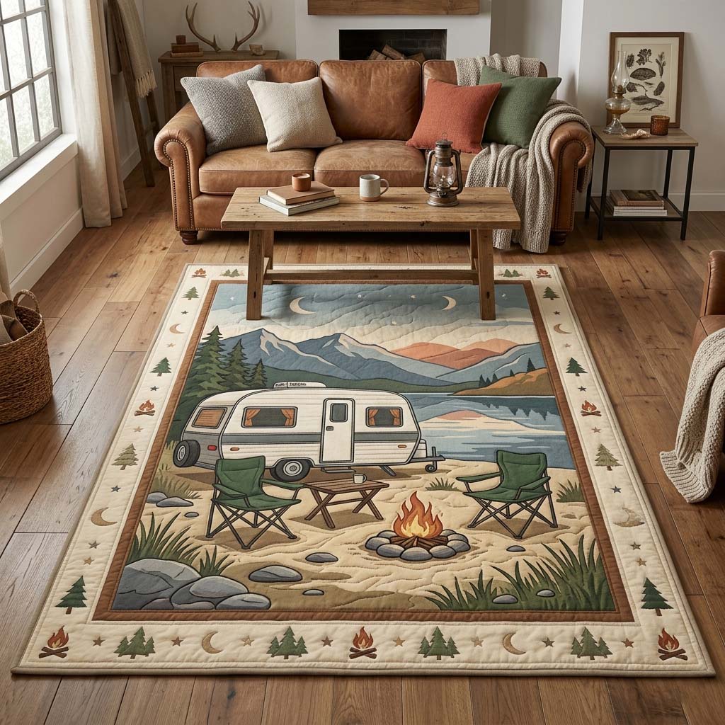 Lakeside Camper Area Rug - Non-Slip Washable 3D Print Rug for Living Room & BedroomTVC2108408