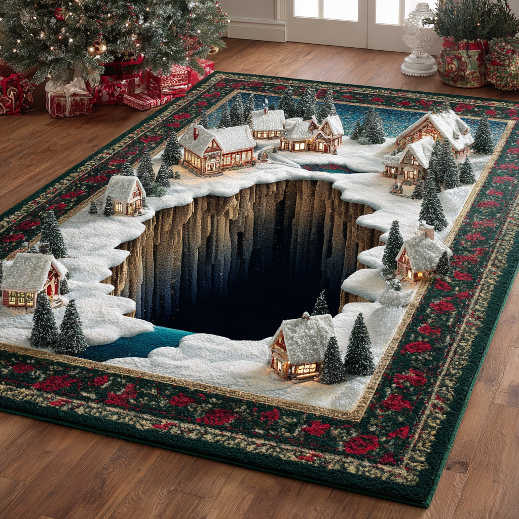 Lakeside Christmas Village Christmas Area Rug - Non-Slip Washable 3D Print Rug for Living Room & BedroomTVC2108305