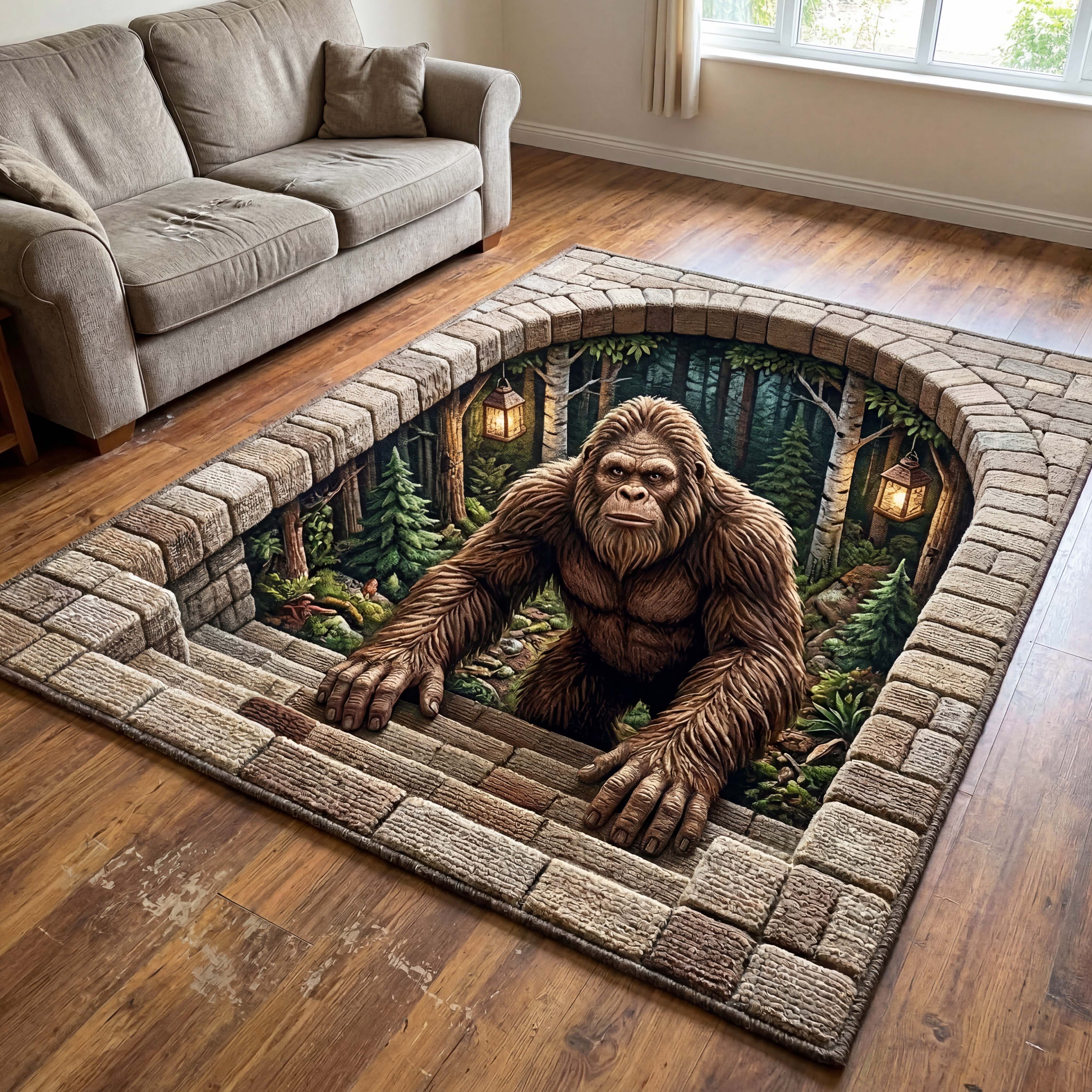 Lantern Beast Area Rug - Non-Slip Washable 3D Print Rug for Living Room & BedroomTVC2108408