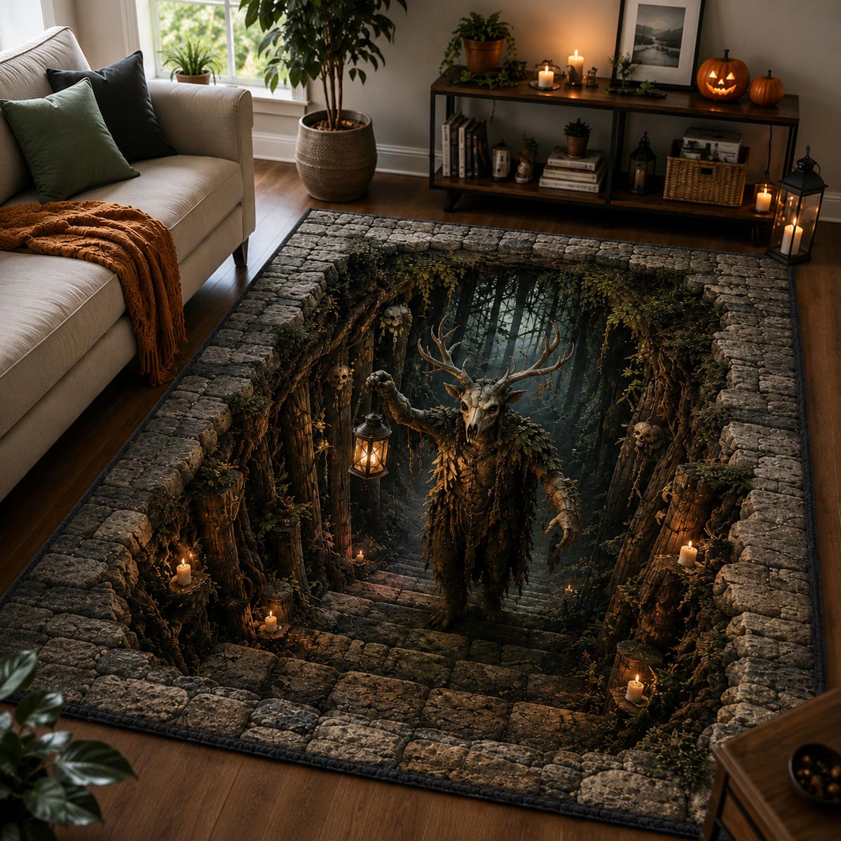 Lantern Warden Area Rug - Non-Slip Washable 3D Print Rug for Living Room & BedroomTVC2108304