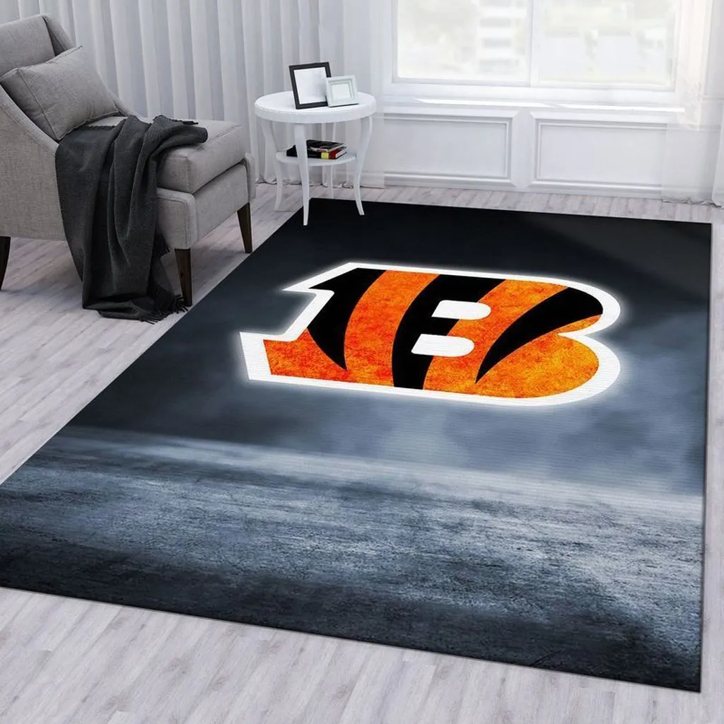 Large Area Rug Bold Modern Design for Living Room Black and Orange