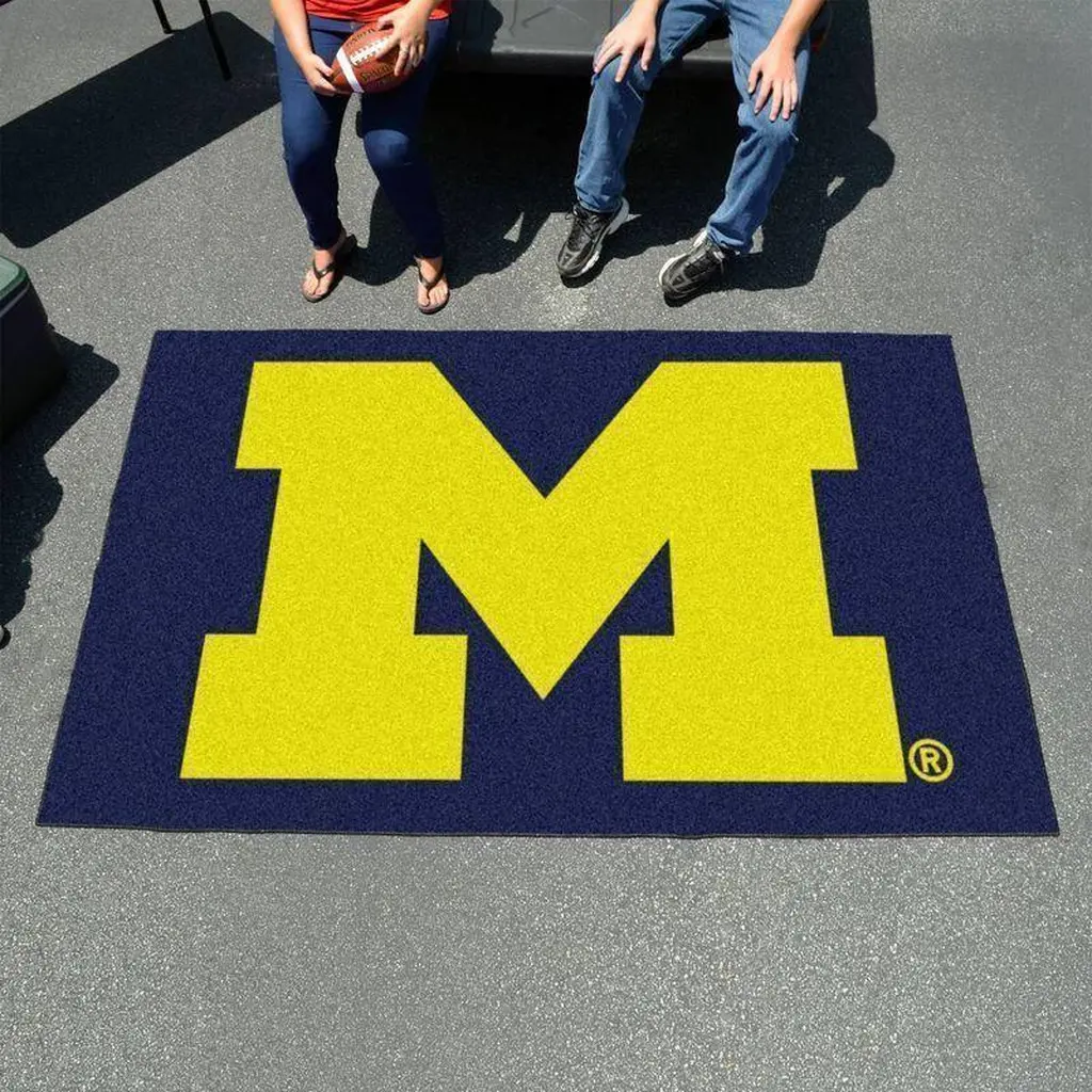 Large Letter M Rug for Home Dorm Floor Decoration Blue and Yellow