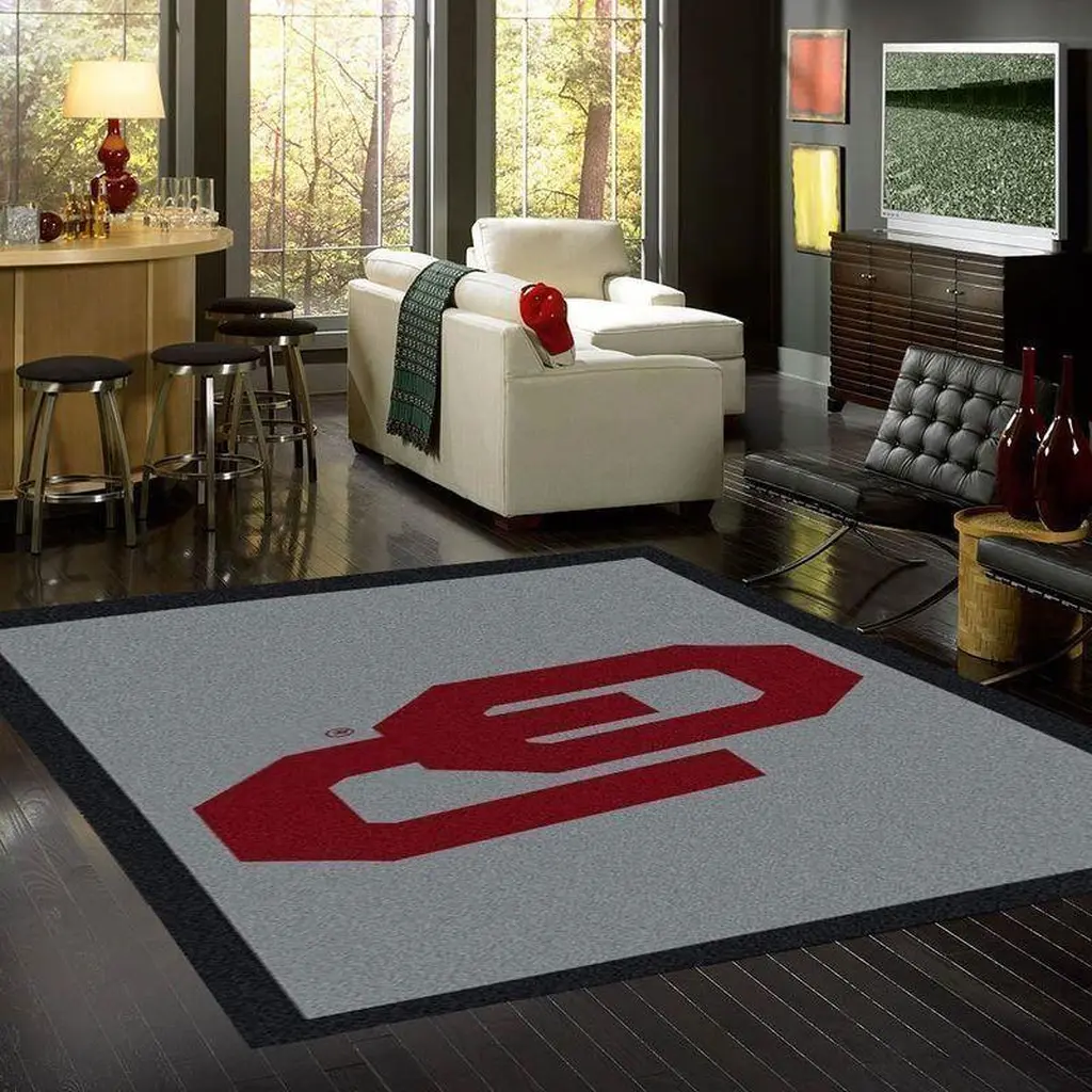 Large Rug Modern Design Perfect for Living Room Decor Red and Gray