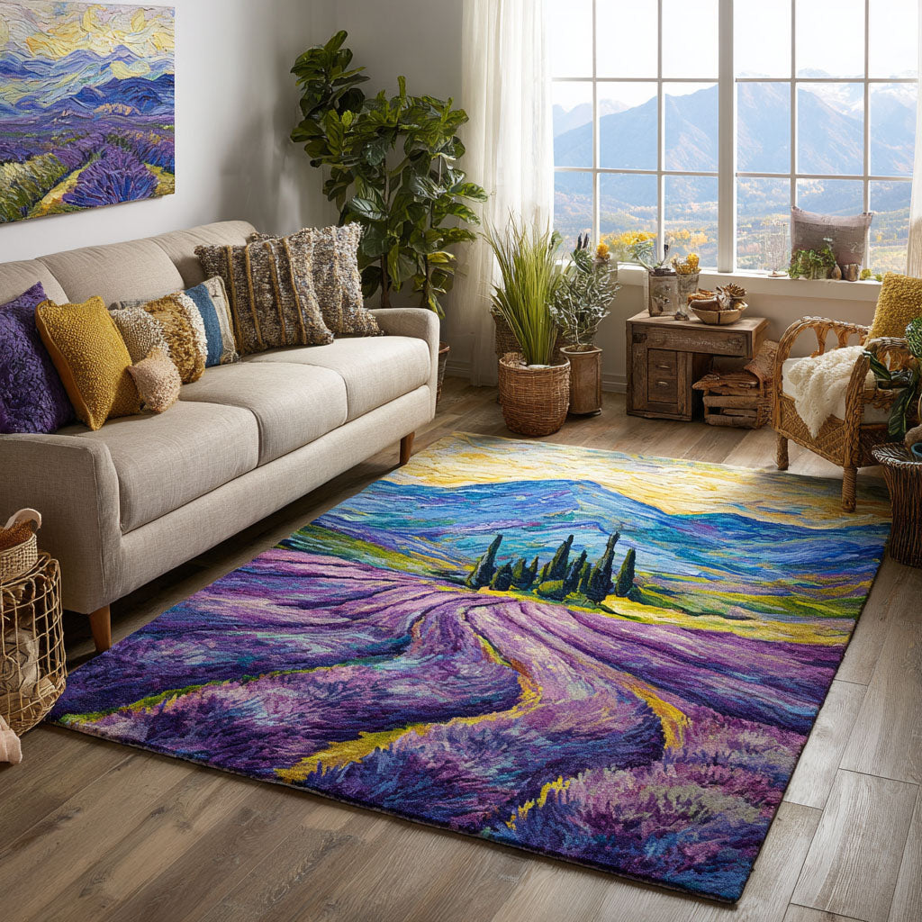 Lavender Dream Area Rug - Non-Slip Washable 3D Print Rug for Living Room & BedroomTVC2108304