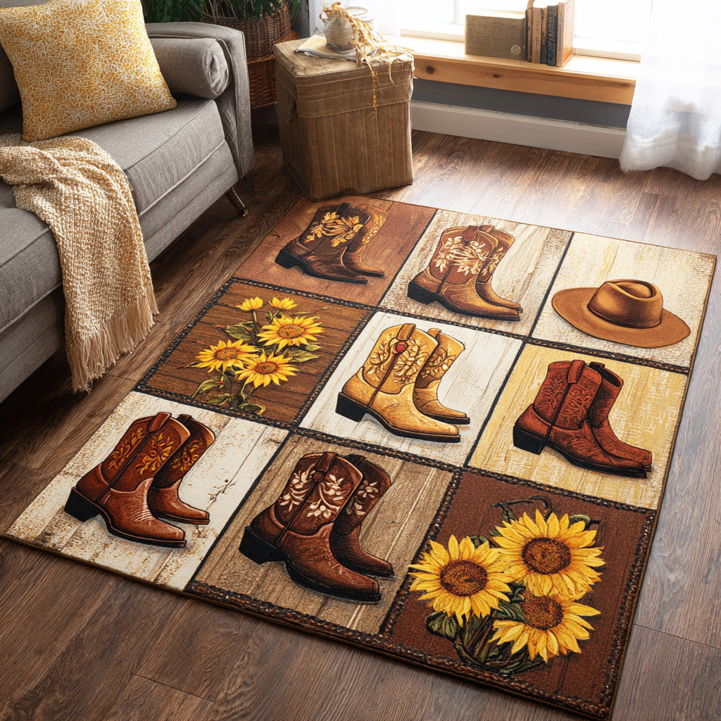 Leather Spurs Area Rug - Non-Slip Washable 3D Print Rug for Living Room & BedroomTVC2108303