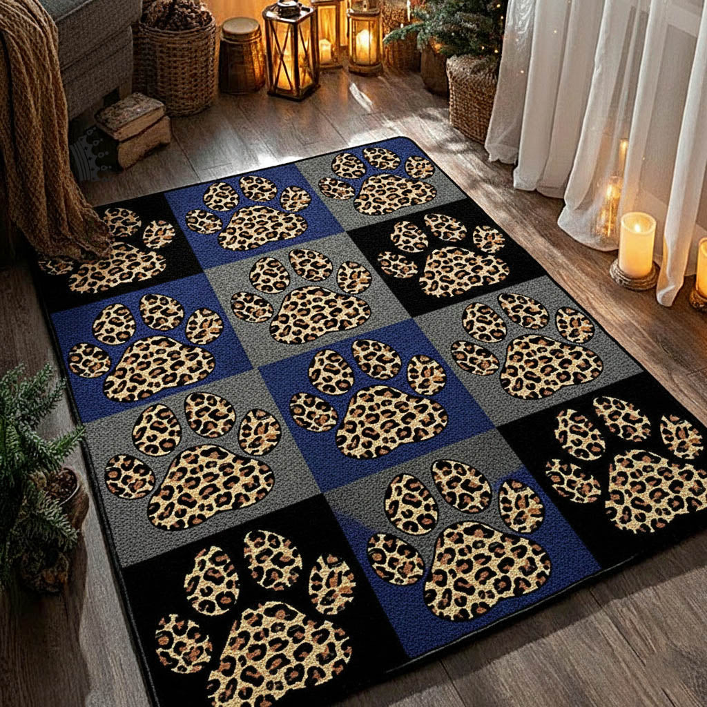 Leopard Paw Area Rug - Non-Slip Washable 3D Print Rug for Living Room & BedroomTVC2108233