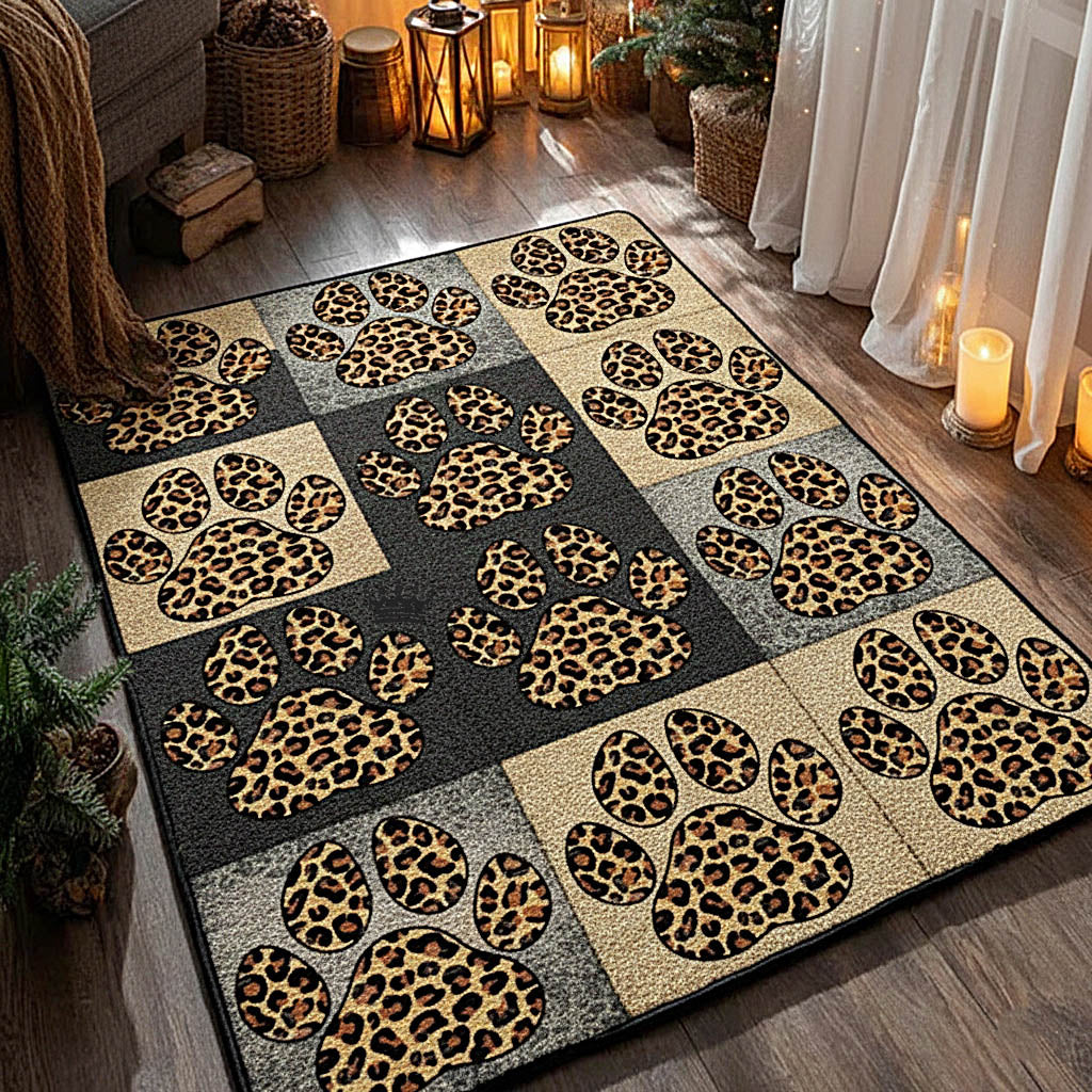 Leopard Paw Area Rug - Non-Slip Washable 3D Print Rug for Living Room & BedroomTVC2108408