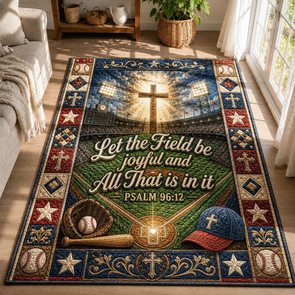 Let The Field Be Joyful Christian Area Rug - Non-Slip Washable 3D Print Rug for Living Room & BedroomTVC2108408