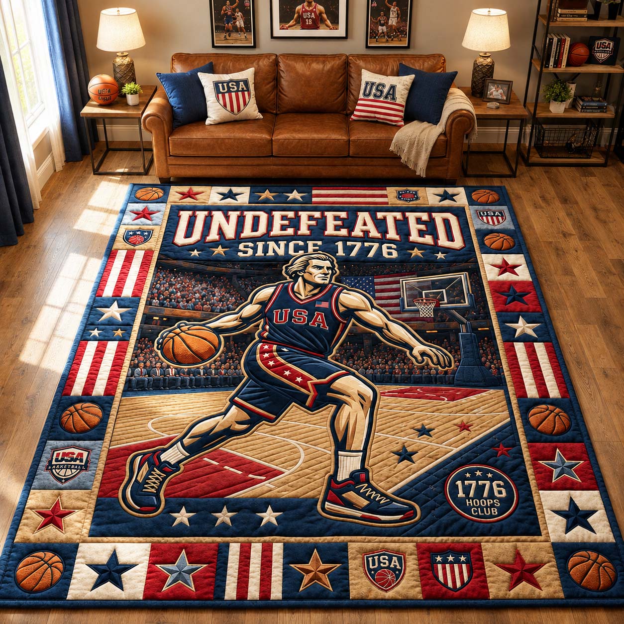 Liberty Basketball Star Area Rug - Non-Slip Washable 3D Print Rug for Living Room & BedroomTVC2108408