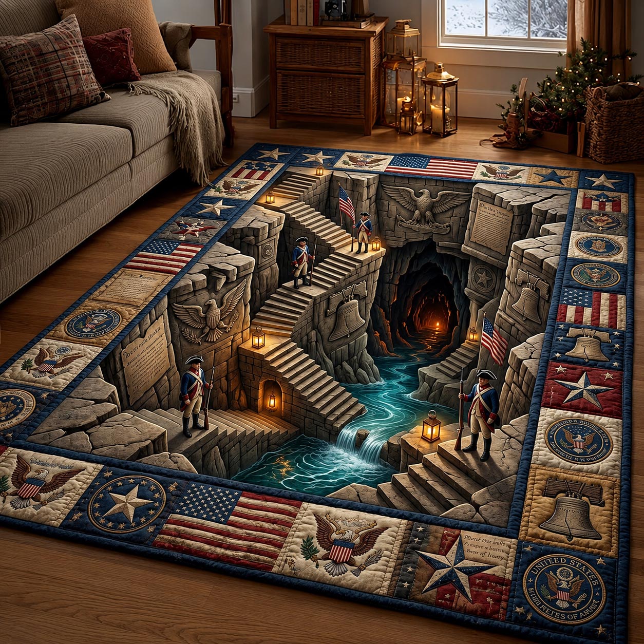 Liberty Guard Area Rug - Non-Slip Washable 3D Print Rug for Living Room & BedroomTVC2108407